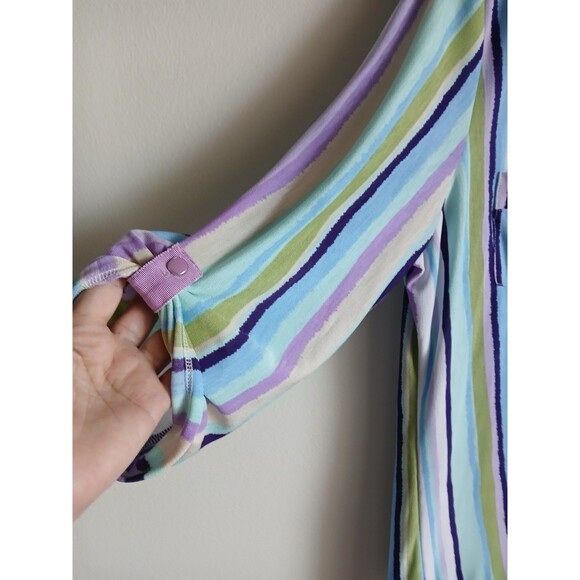 NWT PECK&PECK XL Top Purple Multicolored Striped Blouse Button Up FLAW...L22 - Picture 4 of 12
